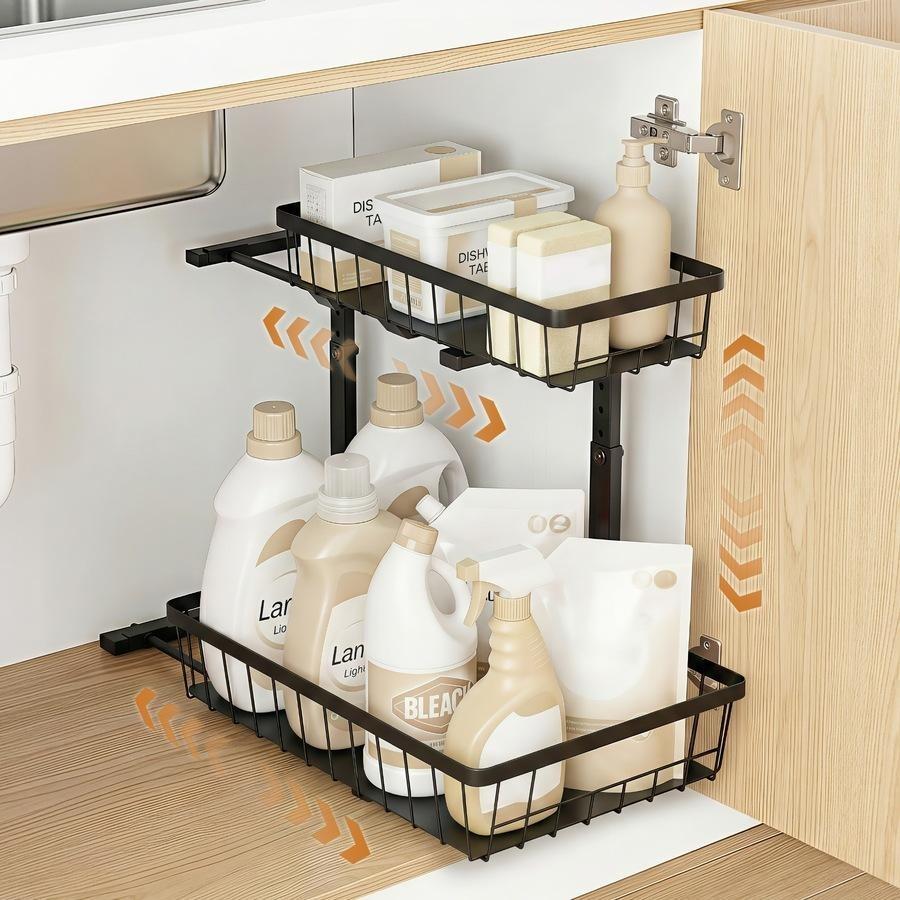 Under-Sink Storage Shelf – Adjustable Multi-Level Cabinet Organiser