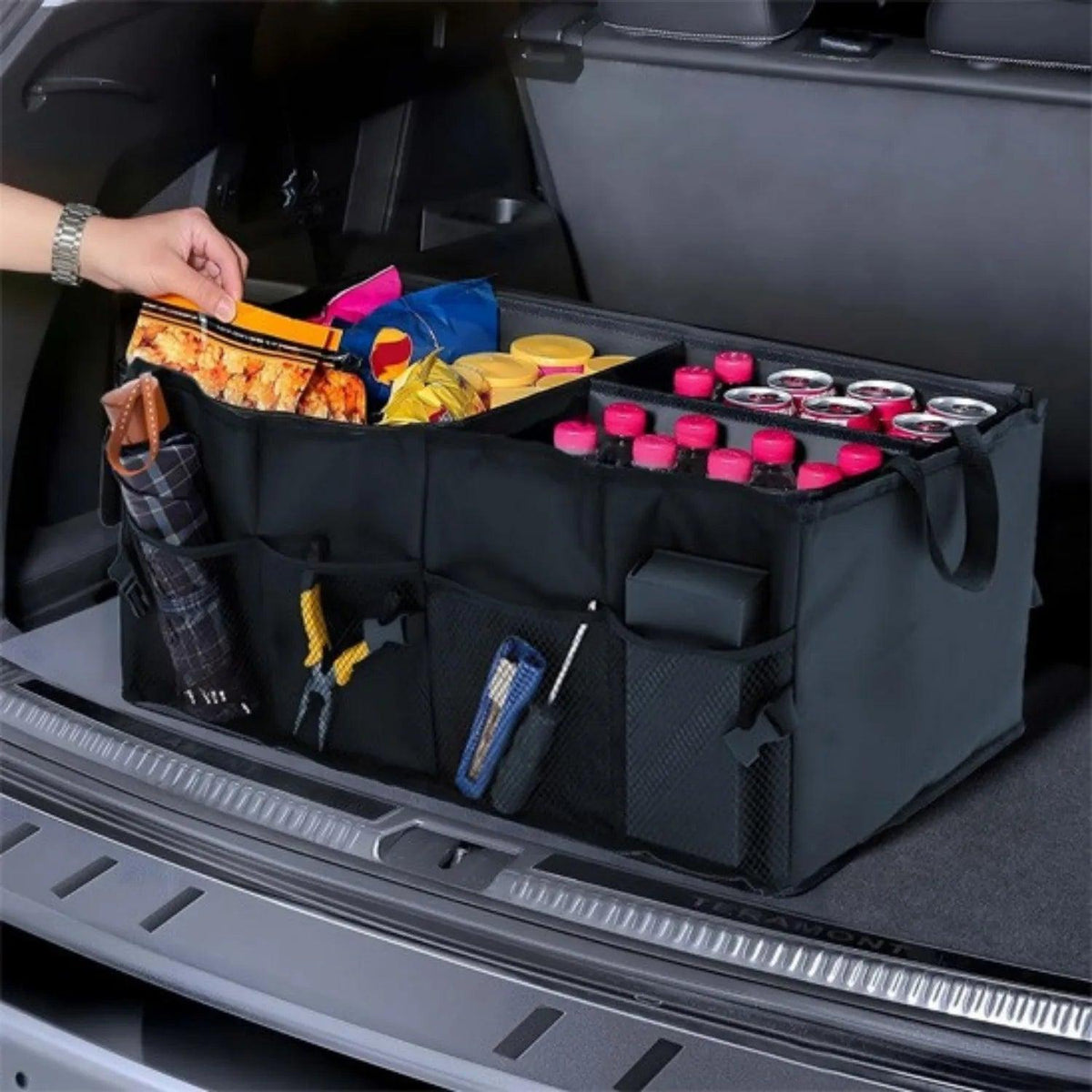 Foldable Car Trunk Organiser – Multi-Compartment Boot Storage