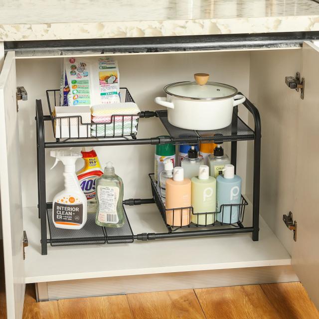 Under-Sink Storage Shelf – Adjustable Multi-Level Cabinet Organiser